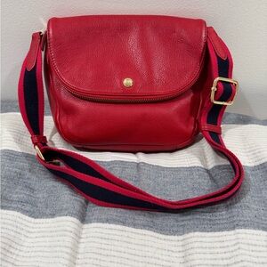 Talbots Red Crossbody Bag with Navy Strap